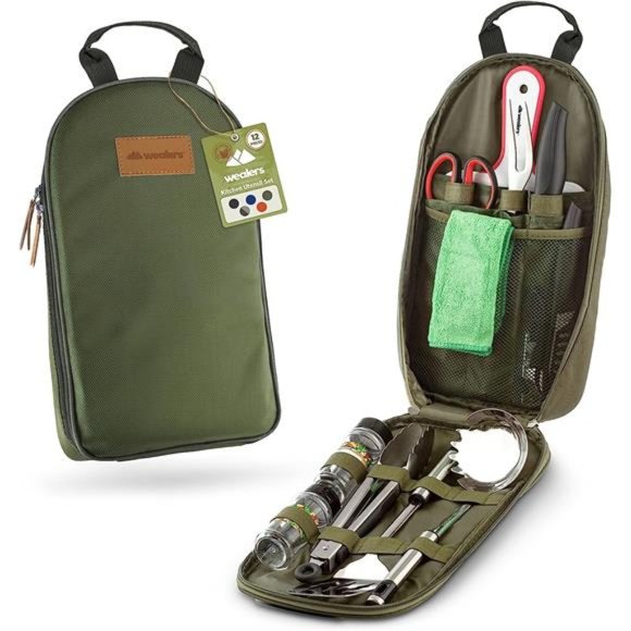 12 Piece Camp Kitchen Cooking Utensil Set Travel Organizer Grill Accessories - Picture 3 of 6